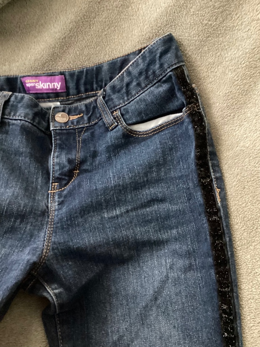Old Navy Girl Skinny Jeans Sparkle Size 14 Adjustable Waist